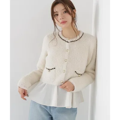 カーディガン チェーン付きふわニットカーディガン / 1216274004 レディース