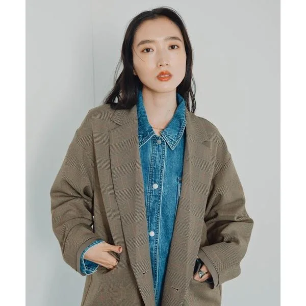 Jacket Tailored Jacket W Breasted Loose Long Sleeve Jacket 1052003 Women's