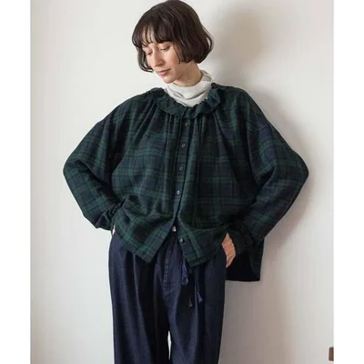 ブラウス シャツ 「natural by clip」2WAYカルゼチェックブラウス レディース