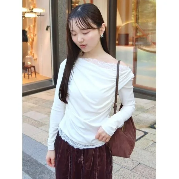 tシャツ 「USAGI ONLINE/ZOZOTOWN限定」レーストリムワンショルカットソー レディース