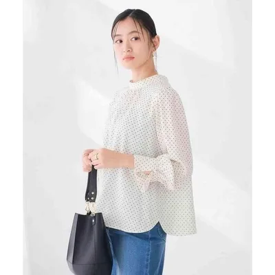 ブラウス シャツ 2WAY スタンドネック ブラウス レディース