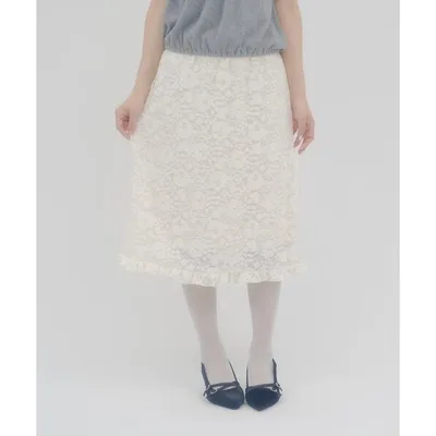 スカート 「umm.」起毛レースミドルスカート