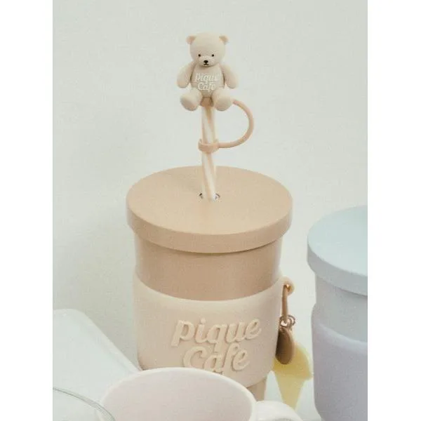 キャップ 帽子 レディース 「cafe」ベア ストローキャップ レディース