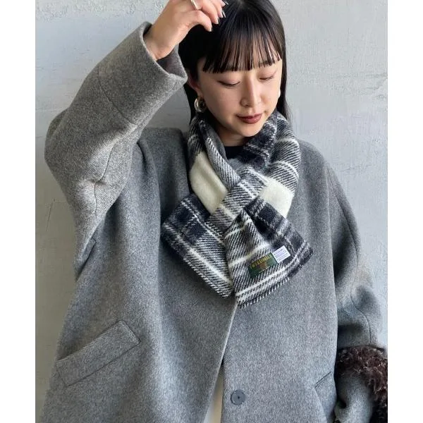 マフラー ストール 「WEB先行予約」「TWEED MILL/ツイードミル」 別注 チェック×フリース リバーシブル差し込みマフラー レディース