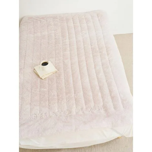 ベッド 寝具 「Sleep」ストライプロゴキルト敷きパッド(ダブル)