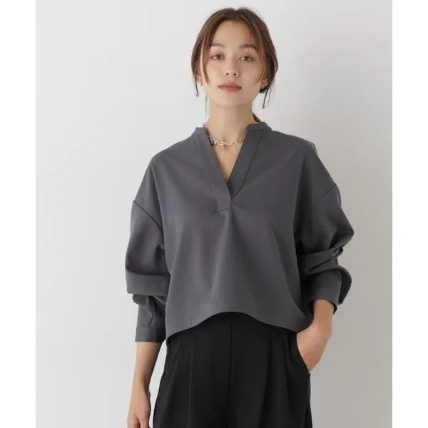 ブラウス シャツ スキッパークロップドツイルシャツ(セットアップ可) レディース