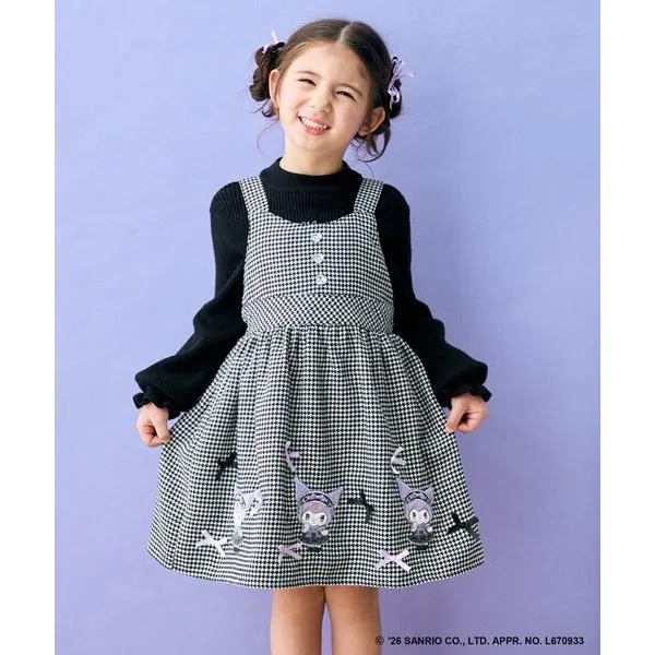 スカート 「サンリオキャラクターズ×ANY KIDS」夢リボン 千鳥柄 ジャンパースカート キッズ 子供服 女の子