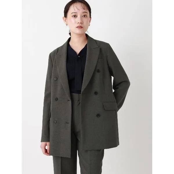 セレモニースーツ スーツ 「CLASSY.お仕事名品大賞2026AW セットアップ賞受賞」ダブルブレストジャケット/ウォッシャブル/ストレッチ/リッチトロピカ…