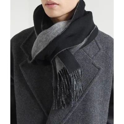 マフラー サープラスヤーン ウール カシミヤ リバーシブル ソリッド マフラー 26AW メンズ