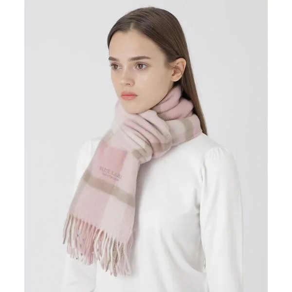 マフラー ストール クレストブリッジチェックウォッシャブルカシミヤマフラー レディース