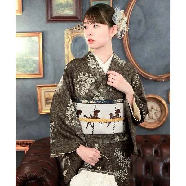 着物 レディース 洗える着物 2点セット (袷着物+京袋帯) 2026-27 新作 M/L サイズ KIMONOMACHI オリジナル 鶴に花紋・侘助椿・ボタニカルブーケ・ハチド…