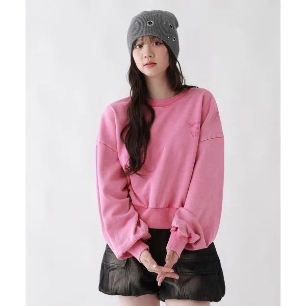 トレーナー 「綿100%」AcidWashショート裏毛スウェット キッズ 子供服 女の子