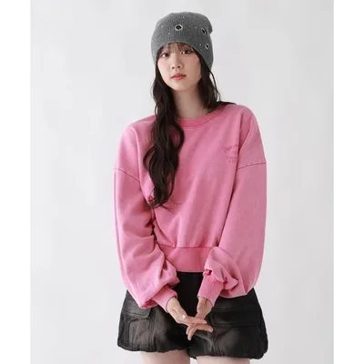 トレーナー 「綿100%」AcidWashショート裏毛スウェット キッズ 子供服 女の子
