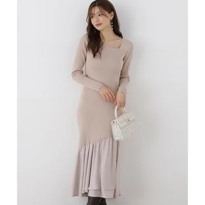 ワンピース イレヘム切り替えニットワンピース / 1216240104