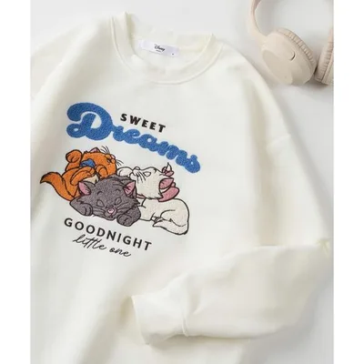 トレーナー スウェット 裏起毛 「71」「Disney/ディズニー」おしゃれキャット/マリーちゃん/スティッチ/サガラ刺繍/クルーネックスウェット/ビックシルエ…