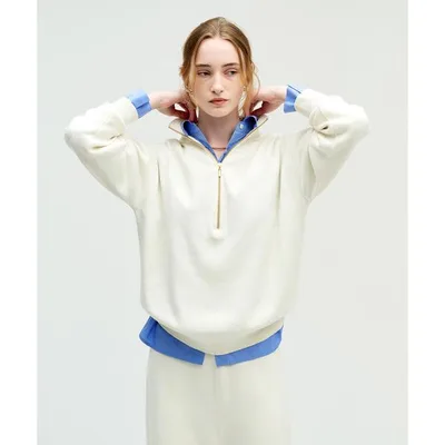 ニット セーター 「コットンカシミヤ」ハーフZIPニットプルオーバー レディース