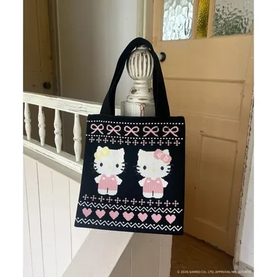 トートバッグ 「HELLO KITTY」NORDIC KNIT MINI BAG レディース