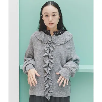 ニット セーター 「スタイリスト荻野 玲子さんコラボ」モヘアフリルプルオーバーカーディガン レディース