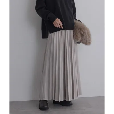 スカート フェイクスエードプリーツスカート