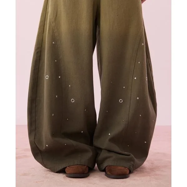 ワイドパンツ ジーンズ デニム デニムパンツ gradation studs wide pants / グラデーションスタッズワイドパンツ レディース