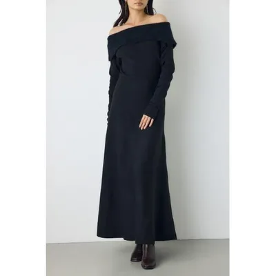 ワンピース 「前後2WAY」オフショルニットワンピース 秋服 冬服 長袖 デート オケージョン ロングワンピース