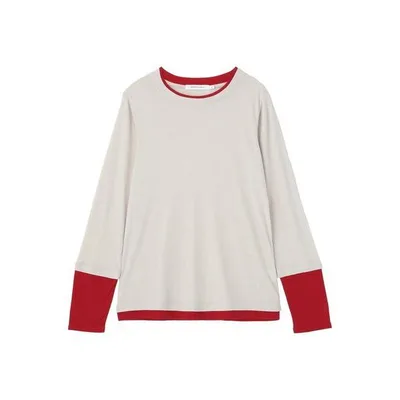 tシャツ 配色レイヤード風リブプルオーバー レディース