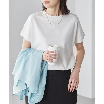 tシャツ 半袖 「26SS新色追加」「Beautiful Cotton 綿100%」UVカット/接触冷感 きれいめハイネックTシャツ レディース