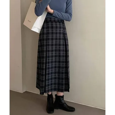 スカート チェックボックスプリーツスカート