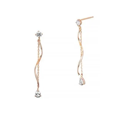 ピアス K10ピンクゴールド ロング ピアス レディース