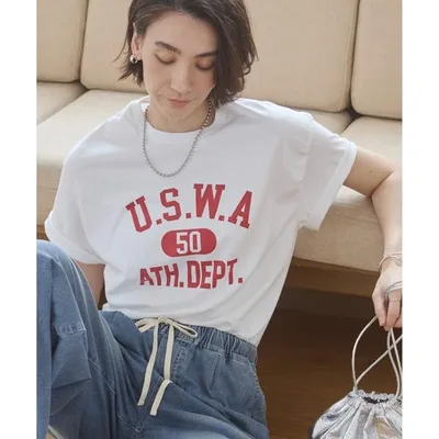 tシャツ 半袖 GILDAN カレッジロゴ オーバーサイズ プリント Tシャツ / 半袖Tシャツ / バックプリント / ワンポイント レディース メンズ