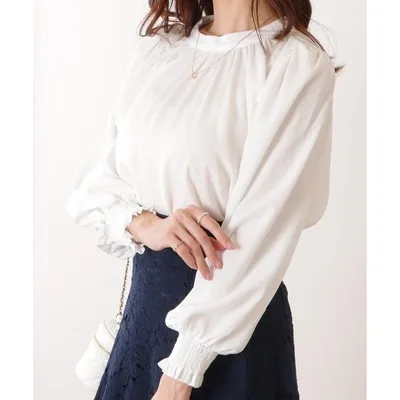 ブラウス シャツ ハイネック バルーンスリーブ ブラウス レディース