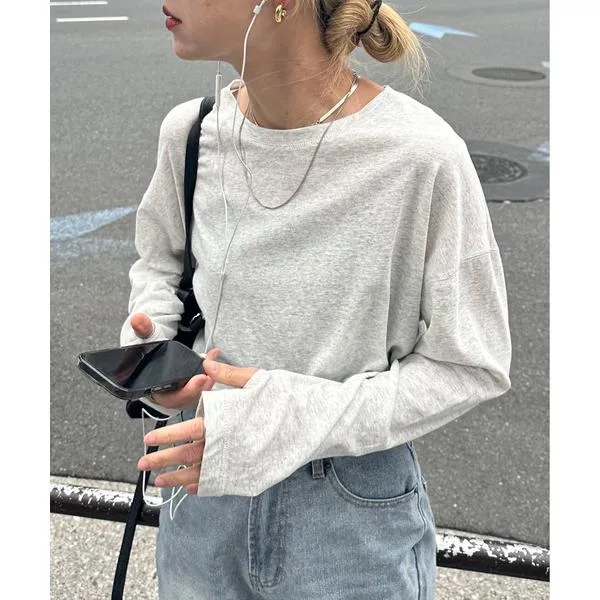 tシャツ スラブ調オーバーシアートップス レディース