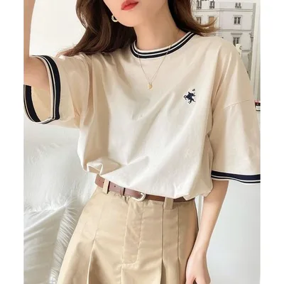 tシャツ 半袖 「JaVa ジャバコラボ」晩夏〜秋に大活躍!大人のこなれカジュアル。綿100%シルケット 配色刺繍 オーバーサイズ シンプル半袖Tシャツ