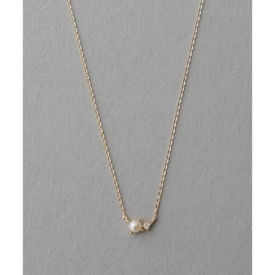 ネックレス 「レイヤード」 K10YG パール/ダイヤモンド ネックレス レディース