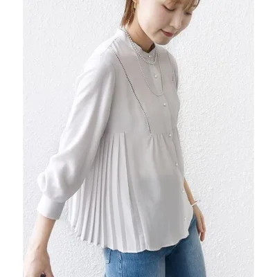 ブラウス シャツ 「WEB限定」「手洗い可能」ストレッチ ジョーゼット プリーツ ブラウス レディース