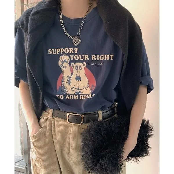 tシャツ 半袖 「累計販売枚数2万枚突破」ベアプリントTシャツ レディース メンズ