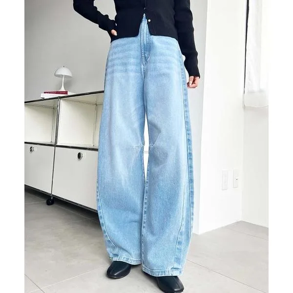 ワイドパンツ ジーンズ デニム デニムパンツ 「累計販売枚数2万枚突破!」ヘビーツイル&デニムカーブラインパンツ レディース