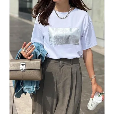 tシャツ 半袖 「大人の安心Tシャツ・高評価レビュー」シルクタッチスムースロゴプリントTシャツ レディース