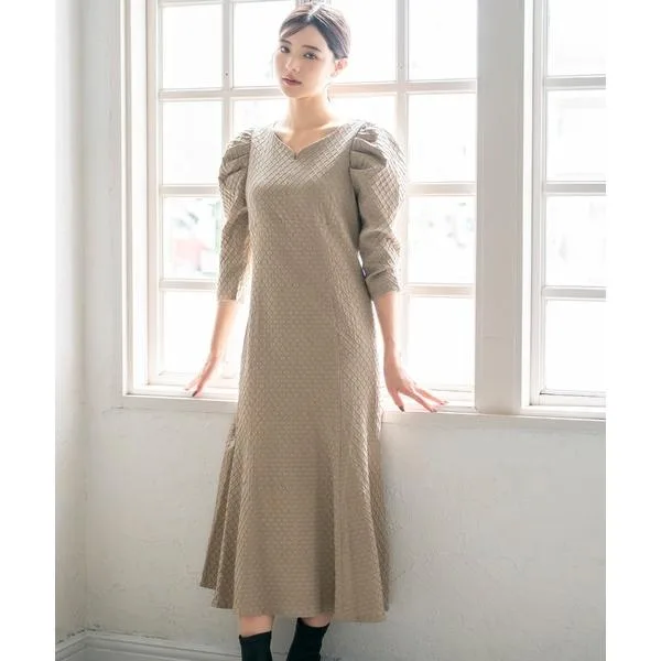 ワンピース ダイヤ柄フクレジャガードワンピース/MM337403