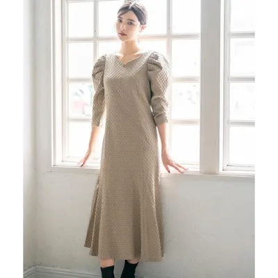 ワンピース ダイヤ柄フクレジャガードワンピース/MM337403