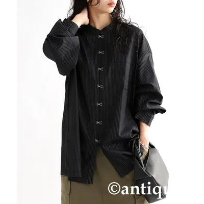 アンティカ antiqua シャツ チャイナ風ストライプシャツ メンズ レディース