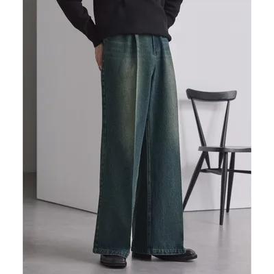 ワイドパンツ ジーンズ ヴィンテージメイクタックフレアデニムパンツ メンズ レディース