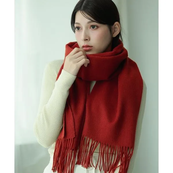 大判 マフラー ストール 「Filomo」カシミヤブレンドストールチェック無地 レディース メンズ