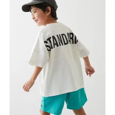 tシャツ 綿100% 型崩れしにくい STANDARD バックロゴプリント 半袖Tシャツ キッズ 子供服 男の子 女の子