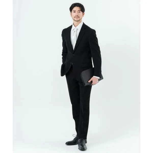 セレモニースーツ セットアップ 洗える礼服 2つボタン 濃染加工 ベーシックフォーマルスーツ 裾上げテープ付き メンズ