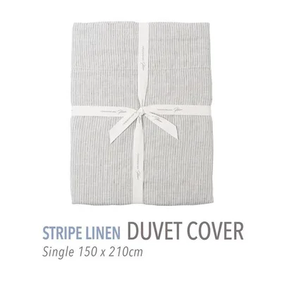 ベッド 寝具 ストライプリネン 掛布団カバー(シングル)