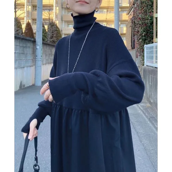 ワンピース 「CORNERS by KR」指穴付きハイネックドッキングワンピース