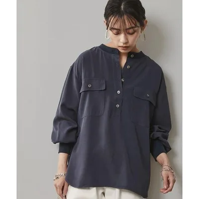 ブラウス シャツ 夏 衿リブブラウス 「大きいサイズ有」シックスタイル レディース