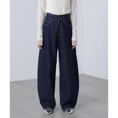ワイドパンツ ジーンズ デニム デニムパンツ 「3サイズ展開XS-M」デニムエッグパンツ「低身長サイズ有」 レディース