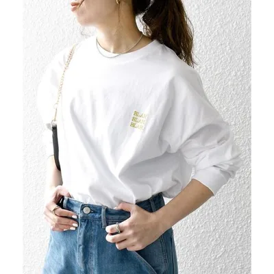 tシャツ 「WEB限定」BLAH BLAH BLAH.ワンポイント 刺繍 ルーズ Tシャツ (ロンT) メンズ レディース